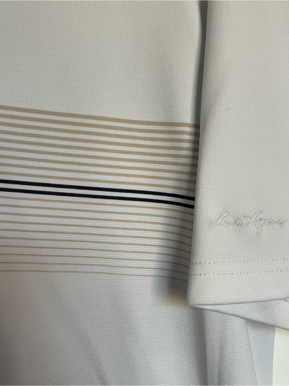 Ben Hogan Performance Golf Collection White Polo with Tan and Black Stripes - Picture 5 of 8